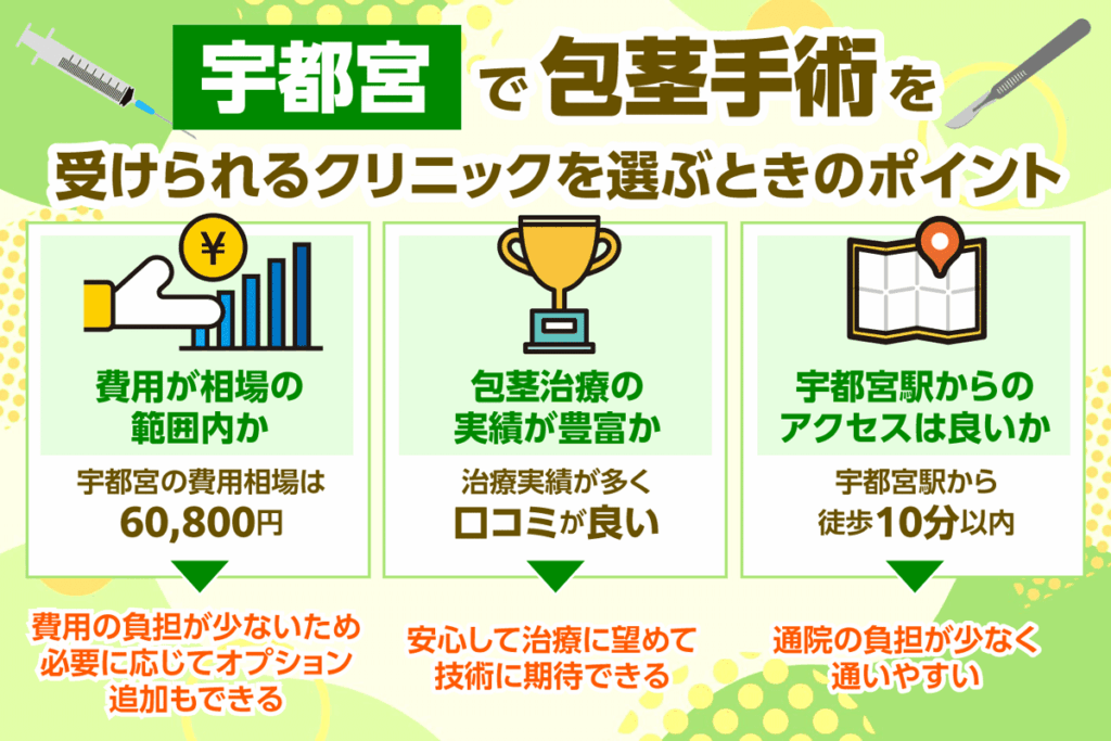 宇都宮で包茎手術を受けられるクリニックを選ぶときのポイント